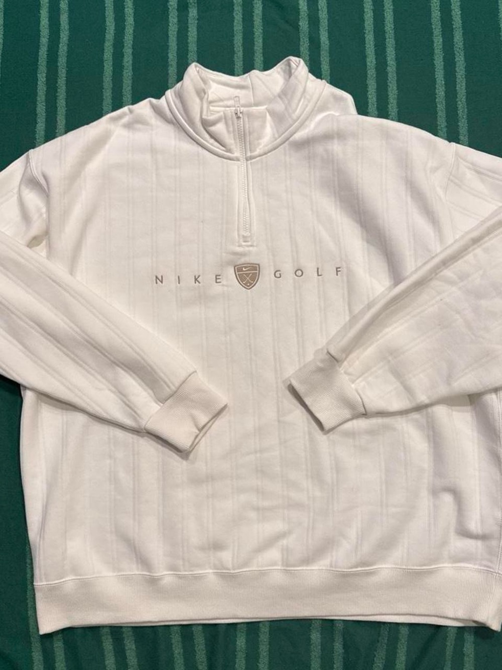 Nike White Quarter-Zip Golf Sweater with Subtle Logo